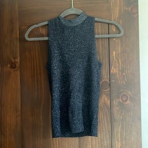 Anthropologie Ett:twa Metallic Tie Ribbed Sweater Tank